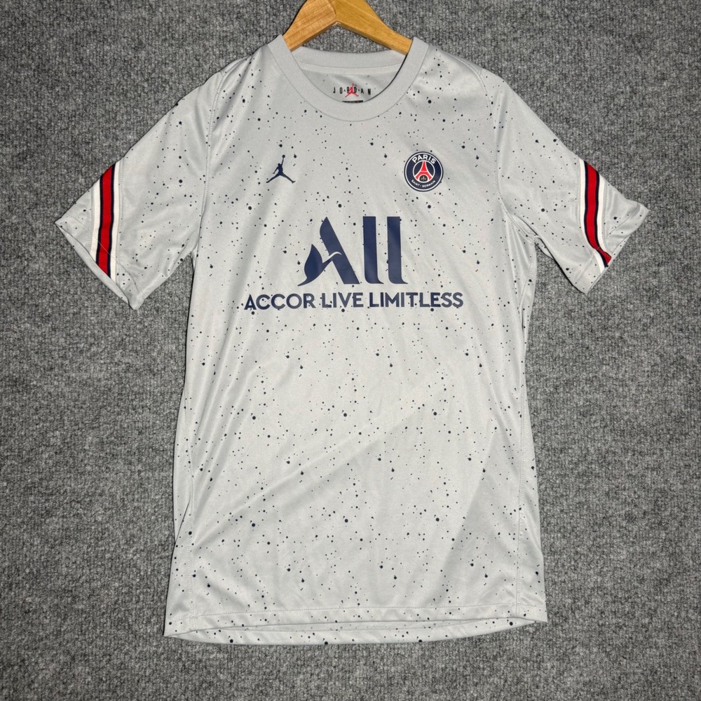 Jordan PSG Paris Saint-Germain Pre-Match Jersey Grey DH7716-013 Mens Size Medium